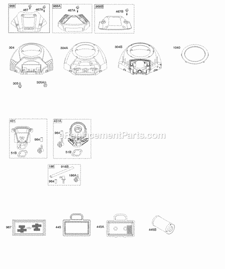 Blower Housing Air Cleaner Diagram and Parts List for 401577-0134-B1  Briggs and Stratton Engine